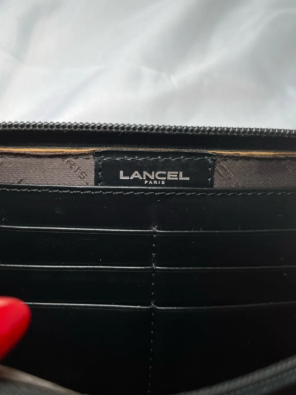 Lancel Black Leather Zip Wallet